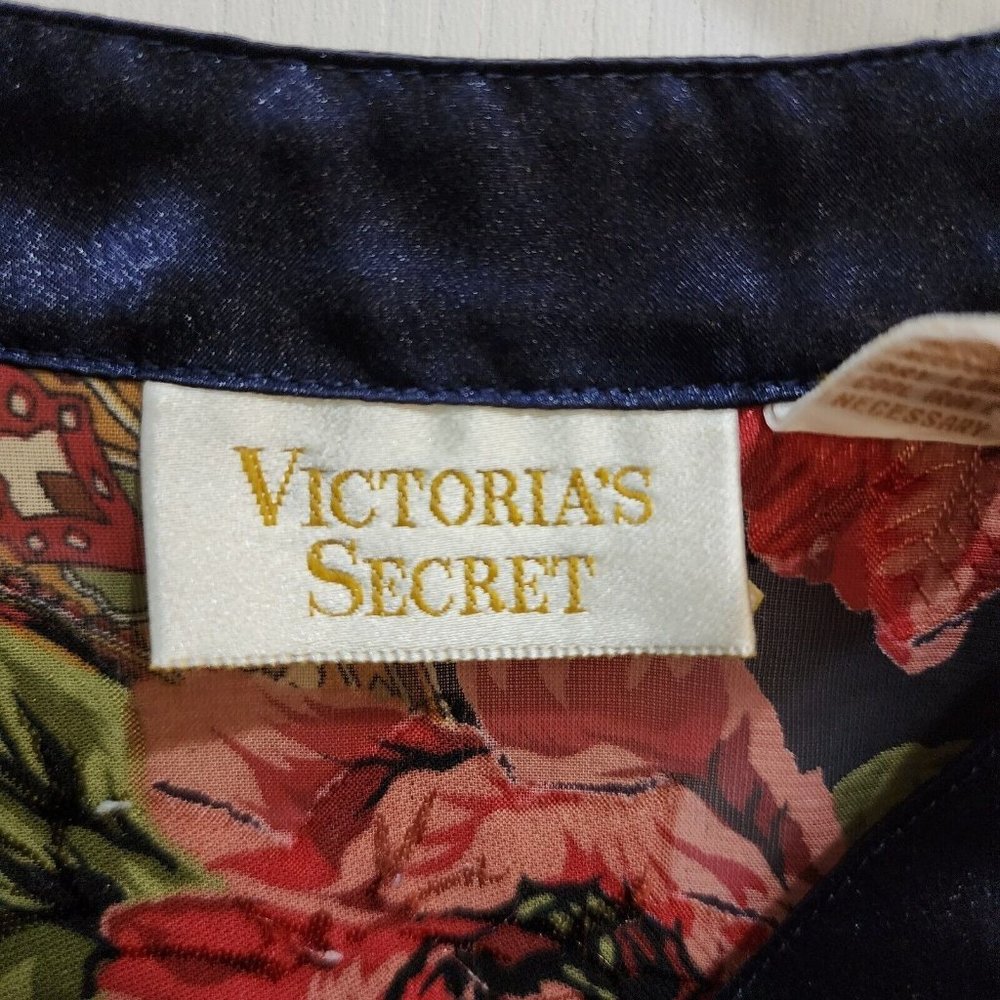 Vintage Victoria's Secret Gold Label Floral Button Up Night Shirt Semi Sheer P/S - Picture 6 of 9